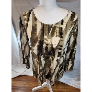 Easywear By Chicos Sizs 1 Medium Geometric 3/4 Sleeve